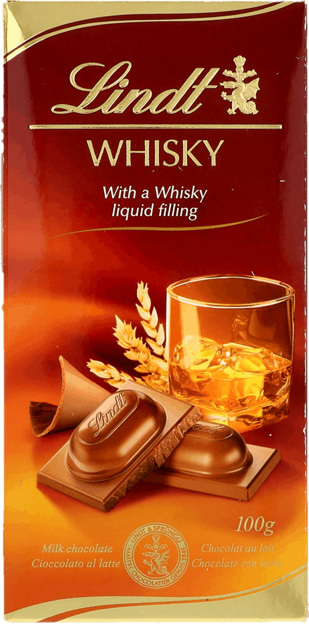 LINDT mleczna czekolada z płynnym nadzieniem z dodatkiem Whisky 33