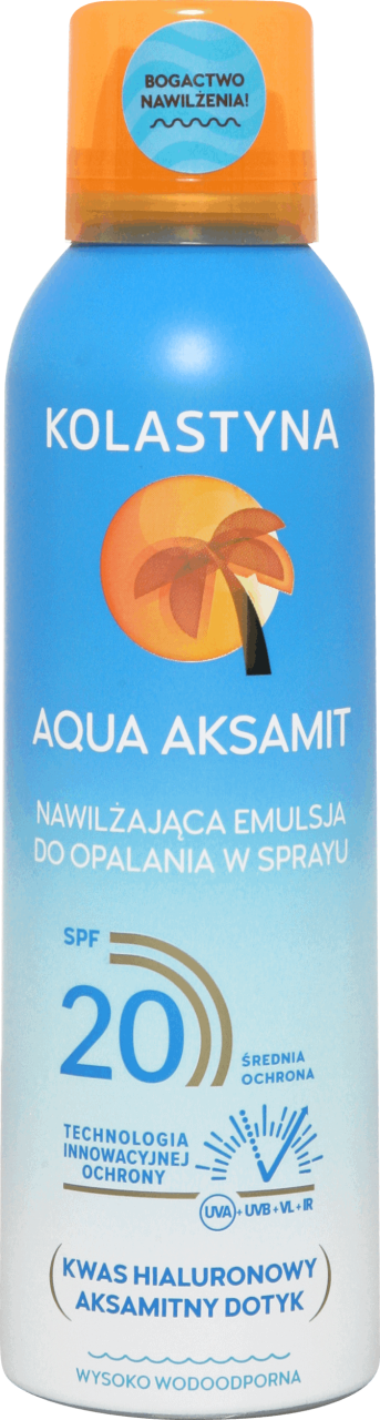 KOLASTYNA Aqua Aksamit nawilżająca emulsja do opalania w sprayu SPF