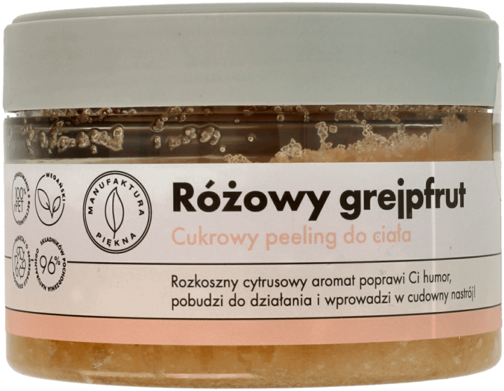 MANUFAKTURA PIĘKNA cukrowy peeling do ciała Różowy grejpfrut 250 g