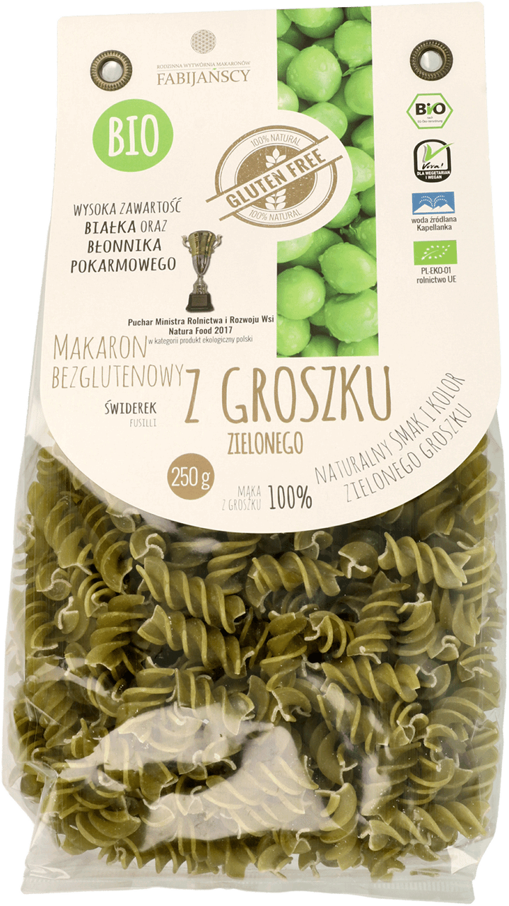 FABIJAŃSCY makaron z zielonego groszku bezglutenowy Świderki 250 g