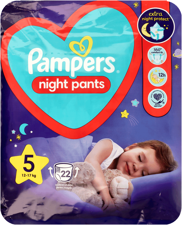 PAMPERS Night Pants Pieluchomajtki 5 12 17 Kg 22 Szt Drogeria