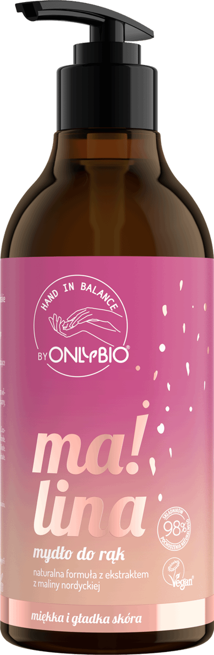 ONLYBIO Hand in Balance mydło w płynie do rąk Malina 400 ml