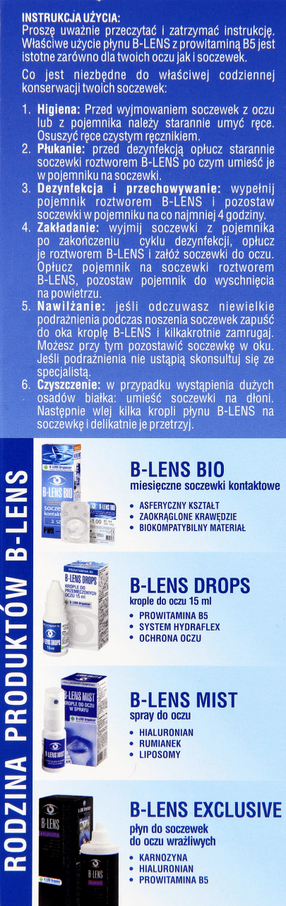 B-LENS, Bio, Płyn Do Soczewek Kontaktowych Do Oczu Wrażliwych, 360 Ml ...