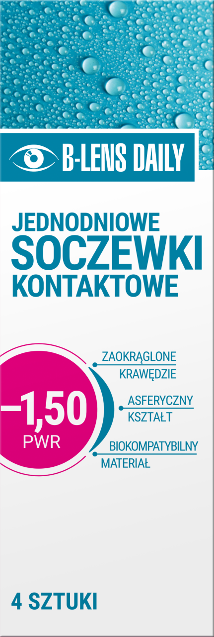 B-LENS, Daily, Jednodniowe Soczewki Kontaktowe Moc: -1.50, 4 Szt ...