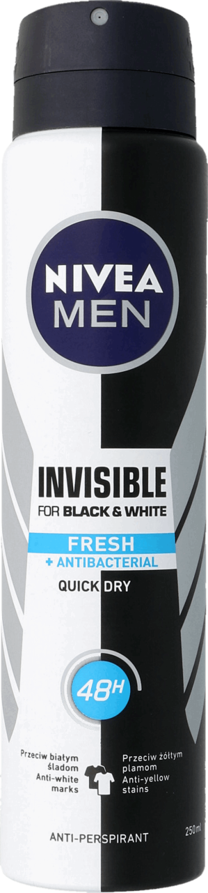 Nivea Men Blackandwhite Invisible Antyperspirant W Sprayu Dla Mężczyzn 250 Ml Drogeria 9931