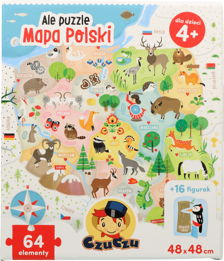 puzzle mapa polski dla dzieci CZUCZU, Ale Puzzle, Mapa Polski, puzzle dla dzieci, 4+, 1 szt 