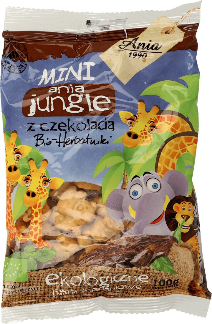 ANIA 1990, bioherbatniki z czekoladą, Mini Jungle, 100 g Drogeria