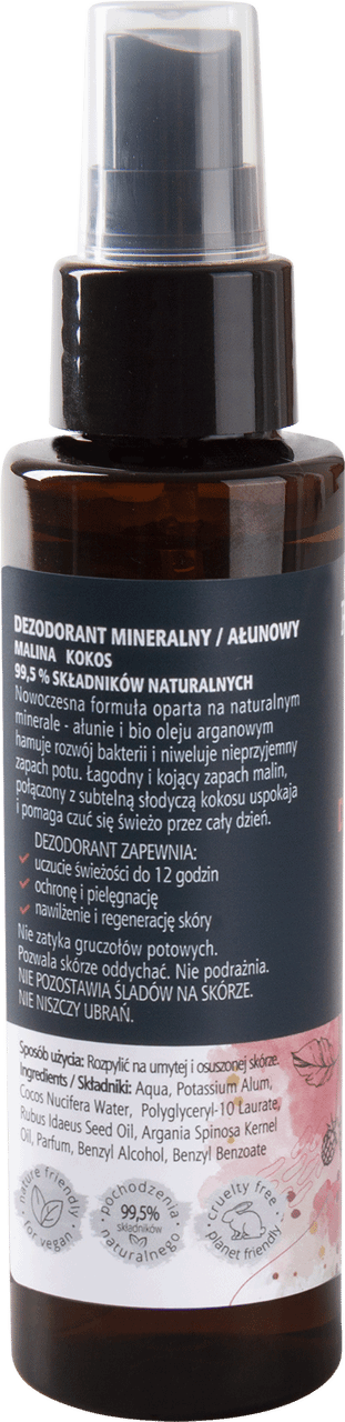 Arganove Dezodorant Mineralny Spray Malina Kokos 100 Ml Drogeria