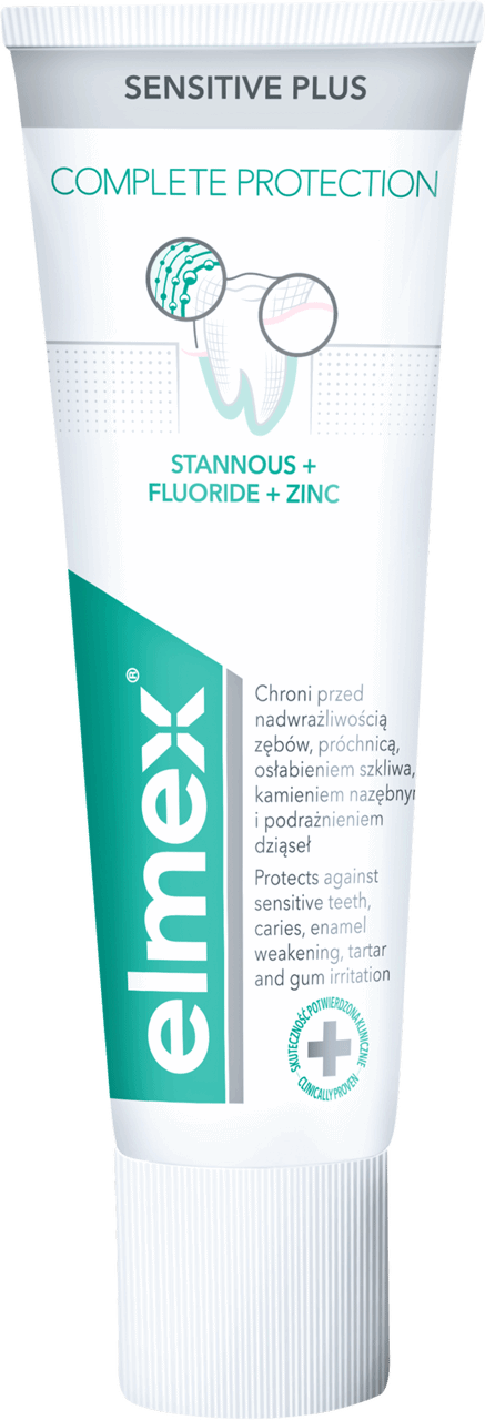 ELMEX, Sensitive Plus, pasta do zębów z fluorkiem cyny i cynkiem, 75 ml |  Drogeria 
