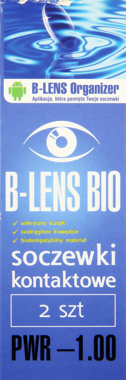 B-LENS, Bio, Biokompatybilne, Miesięczne Soczewki Kontaktowe, Moc: -1 ...