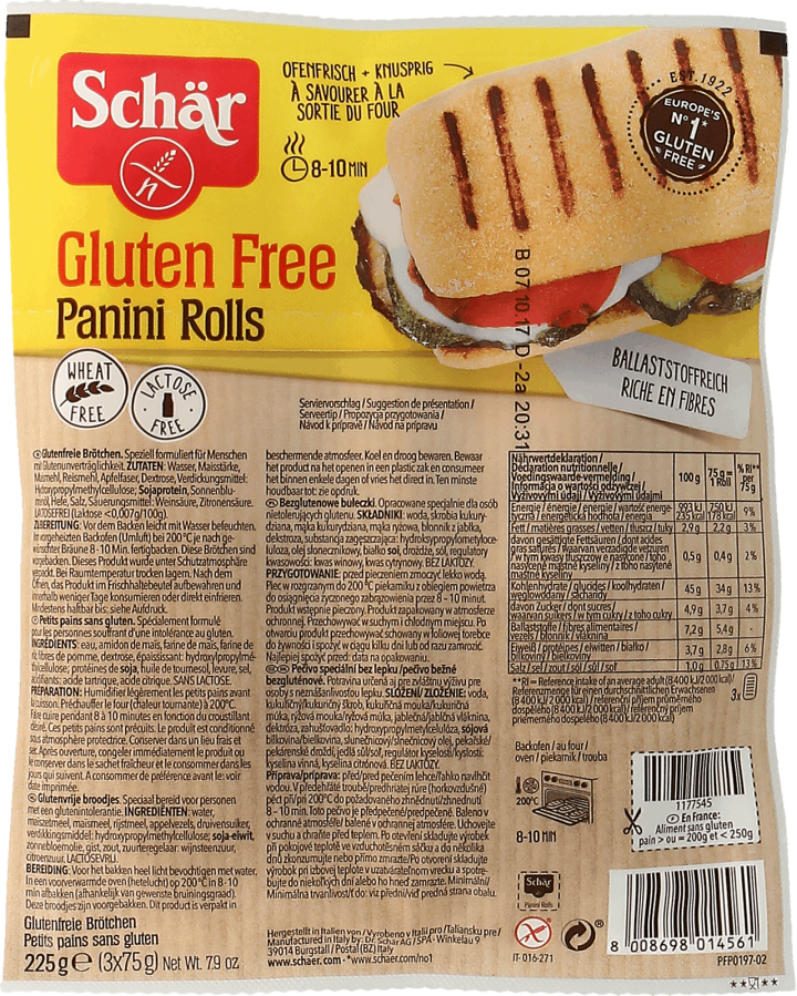 Dr Schar, Gluten Free, bezglutenowe bułeczki, 225 g, nr kat. 235609